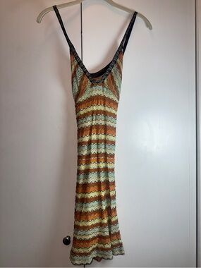 M by Missoni Orange and Cream Knit Slip Dress